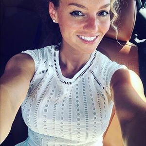 Banana Republic Cream Eyelet Knee-Length Dress